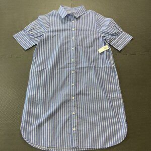 Womens Striped Button-Down Shirt Dress Blue & White XS Old Navy